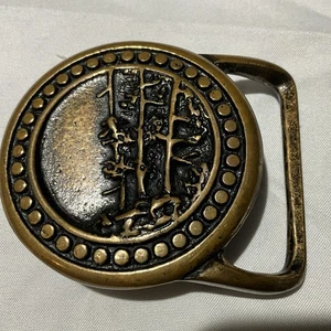 1970s Solid Brass "CLINGSMAN'S DOME " Belt BUCKLE by Tech-ether Guild FREE SH - Bild 1 von 2