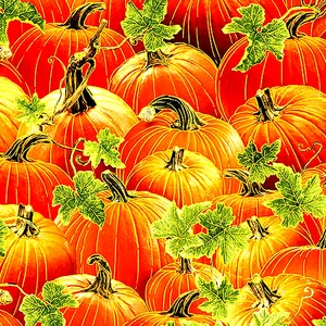 BENARTEX FABRICS "#14041M 80 PUMPKIN HARVEST" ALLOVER METALLIC TRIMMED PRINT BTY - Picture 1 of 1