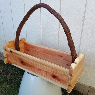 19" Design Patented Cedar Flower Boxes Patio Flower Box Horizontal Planter Box  - Image 1 of 4