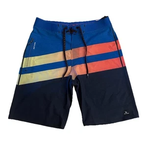 Rip Curl Men’s Surf Grip Striped Board Shorts Retro Size 28 EUC - Picture 1 of 15