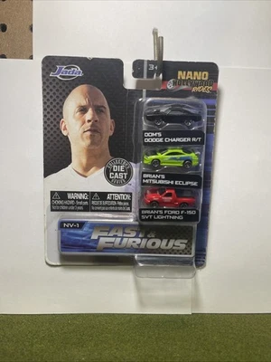 Jada Toys 2024 Fast & Furious NANO Hollywood Rides Charger/Eclipse/F-150 3 Pack - Image 1 of 4