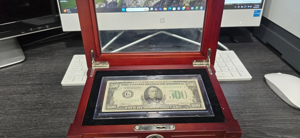 US Paper Money $500 Bill 1934 A Federal Reserve Note Chicago, in Display Box - Image 1 of 4
