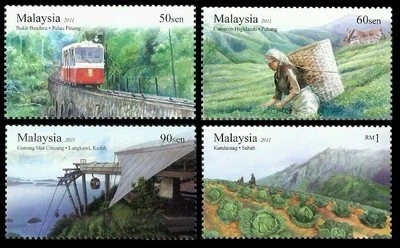 Malaysia Highland Tourist Spot 2011 Tea Tram Mountain Vegetable Food (stamp MNH - Image 1 of 4