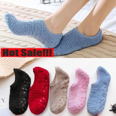 Womens Mens Winter Warm Non-slip Home Fleece Thick Bed Slipper Floor Ankle Socks - Image 1 of 4