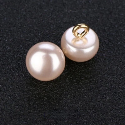 10X DIY 10mm Half Ball Dome Pearl Buttons with Metal Shank Sewing Clothes Craft - Image 1 of 4