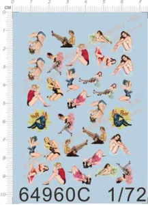 1/72 Segunda Guerra Mundial US Fuerza Aérea Cabeza de Luchador Sexy Niñas Figura Marcas Tobogán de Agua Calcomanía - Imagen 1 de 1