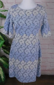 Ivanka Trump Blue Floral Lace Dress Cottagecore Chic Medium - Picture 1 of 12