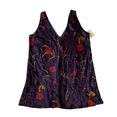 Lencería delicada para mujer 2X púrpura ciruela floral satinado cuello en V Cottagecore nueva con etiquetas Foto 1 de 4