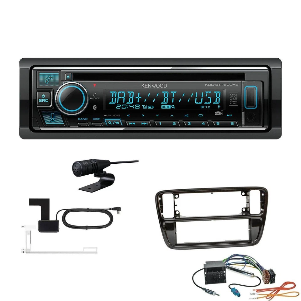 Kenwood 1-DIN Receiver Radio für Volkswagen VW Up 2011-2016 piano black