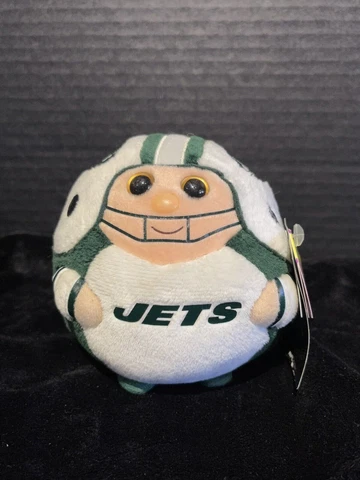 New York Jets TY Beanie Ballz Plush NFL Stress Ball Lucky Charm Collect  NWT 5" Cover