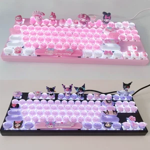 Cinnamoroll My Melody Kuromi Mechanical Keyboard 87 /104 Keys Keypad Cyan Axis - Picture 1 of 36