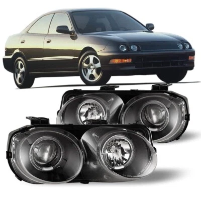 Faros para proyector de anillo halo Acura Integra 1994 1995 1996 1997 lámparas negras Foto 1 de 4