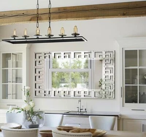 Rectangle Silver Venetian Art Mirror Living Room Bathroom w/ Beveled Glass Edge - Picture 1 of 13
