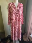 John Lewis Red And White Floral Dress Size 16