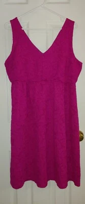Motherhood Maternity Dress L Pink Textured Jacquard Sleeveless Pullover V-Neck - Image 1 of 4