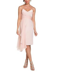NWT Marchesa Notte Luxury Silk crepe/chiffon/Strapless dress gown Blush pink  8