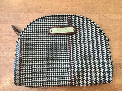 POLO RALPH LAUREN COMO NUEVO MARRÓN TARTÁN CUADROS PEQUEÑO MONEDERO ACCESORIO BOLSO DE MANO Foto 1 de 4