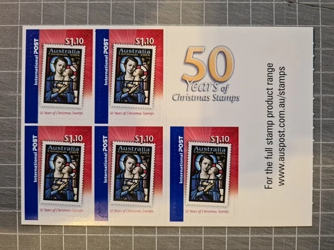 AUSTRALIA 2007 CHRISTMAS  5 x $1.10 International Post Stamps MNH FREE POSTAGE Cover
