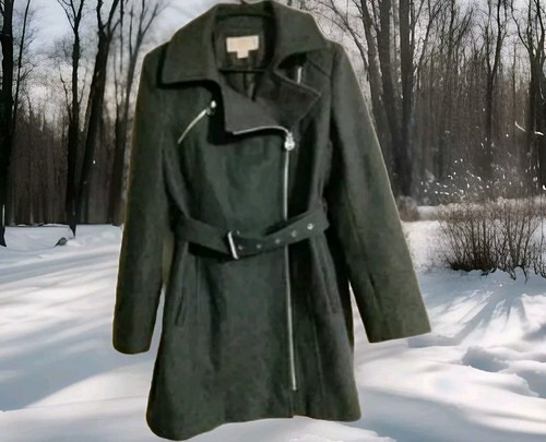 Michael Kors lana blemd asimmetrico grigio giacca cappotto pavone donna 12