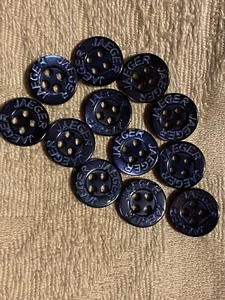 12x Navy Small Mother Of Pearl Buttons With Jaeger Stamp SZ 11mm Lin.18 - Picture 1 of 4