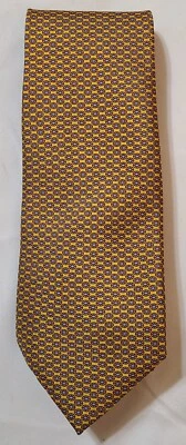 Vintage Geometric Silk Tie Yellow Blue Red Pattern Classic Business Necktie 3.75 - Image 1 of 4