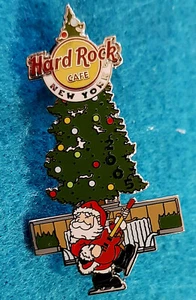 NEW YORK CITY 2005 XMAS CHRISTMAS TREE SANTA SKATING GUITAR Hard Rock Cafe PIN - Picture 1 of 1