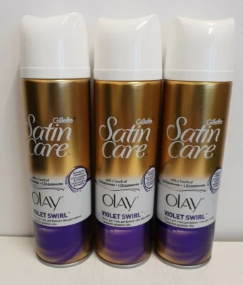 Gillette Satinpflege Rasiergel violett Wirbel mit einem Hauch von Olay 200ml x 3