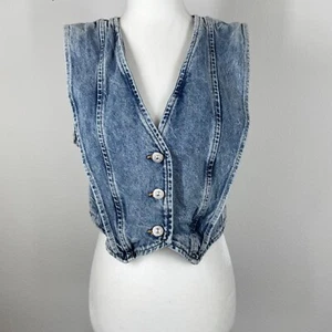 Zara Jeansweste Knopfleiste Medium Wash Größe S Retro - Bild 1 von 7
