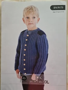 New DYP173 Knitting Pattern. Boys cardigan.  Age 3/4 to 11/12 years. - Picture 1 of 1