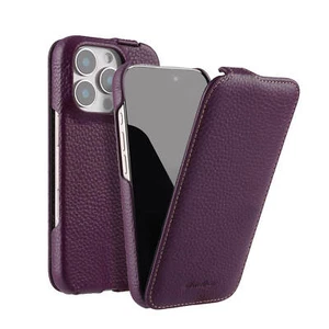 Custodia verticale in vera pelle Magsafe ultra sottile flip per iPhone 16 Pro Max - Foto 1 di 30