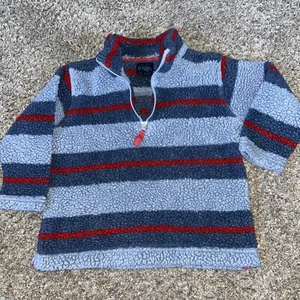 Mini Biden Boys Blue Red Striped Pullover Sweatshirt Sz 3-4 Years - Picture 1 of 5