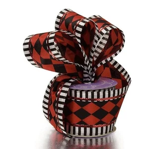 Red/Black Harlequin Stripe Wired Ribbon - 2 1/2"W X 10 Yards (56152870) - Picture 1 of 1