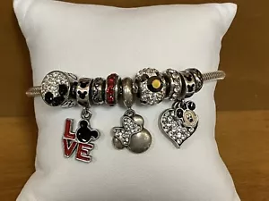 Disney Mickey Mouse Kay Jewelers Charms Bracelet Sterling Silver - Picture 1 of 13