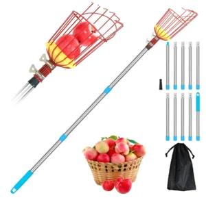 New 13Ft Fruit Picker Pole Basket, Adjustable Handle for Apples, Lemons, Mangoes - Picture 1 of 6