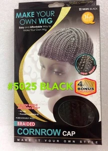 QFITT STRAIGHT CORNROW CAP #5024 BLACK (WAY TO MAKE YOUR OWN WIG) LITE WGT - Picture 1 of 6