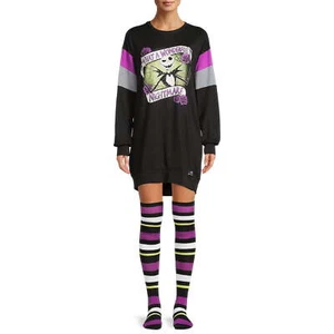 Disney Nightmare Before Christmas Womens Sleep Shirt Pajama Sock Set XS-2X PLUS - Picture 1 of 4