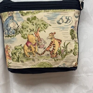 Winnie the Pooh Handmade Black Canvas Bag Crossbody Purse Bag Handbag - Picture 1 of 6