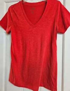 ARIZONA LARGE RED SOFT KNIT V-NECK PULLOVER SHORT SLEEVE JUNIORS T-SHIRT - Picture 1 of 5
