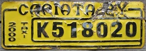 PARAGUAY Capiata Taxi License Plate 2000 with tab Well used example but Scarce - Picture 1 of 2