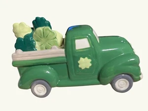 St. Patricks Day Ceramic Green Truck With Shamrocks By Kohls - Picture 1 of 11