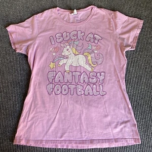 Port Company T Shirt Women’s M Pink I Suck At Fantasy Football Short Sleeve - Picture 1 of 7