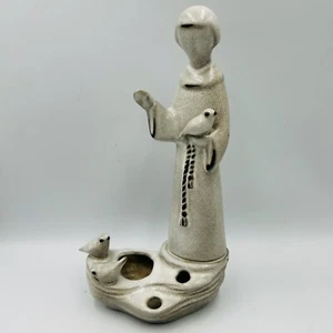 Vtg Mcm Howard Pierce Pottery St Francis Of Assisi Flower Frog Sculpture W Birds - Picture 1 of 8