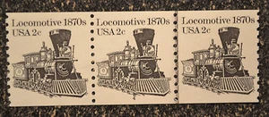 USA1982 #1897a 2c Locomotive 1870s - Plate Number Coil Strip of 3  (#4)  PNC - Picture 1 of 5