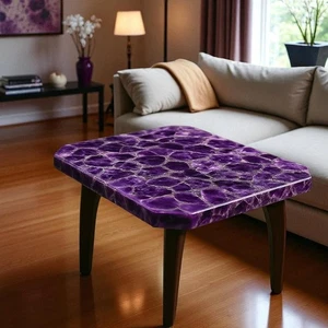 24" Amethyst Stein Couchtisch Kristall Heilung Edelstein Tisch Handarbeit Art Deco - Bild 1 von 6