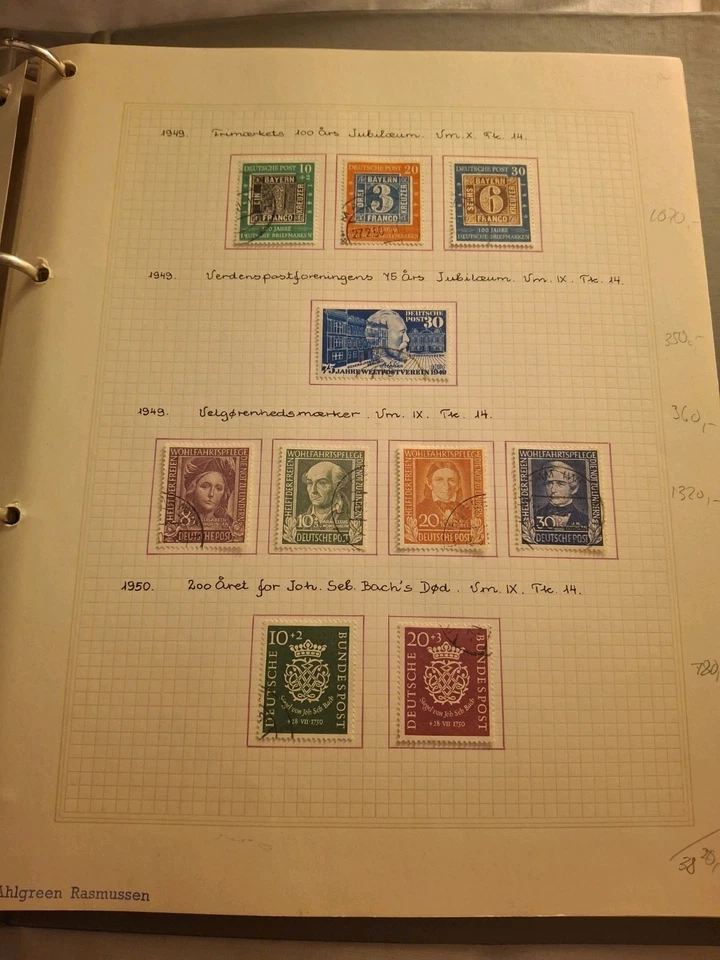 Germany side by side mnh and used collected 1949/60 stamps some tested cat £1200 - Image 1 of 4