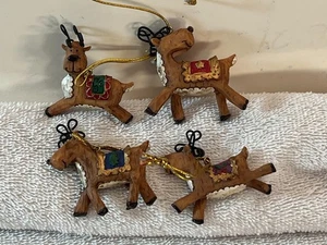 Christmas ornaments set of 4 miniature resin reindeer PO9566 - Picture 1 of 3