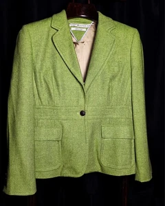 Tommy Hilfiger Green Wool Blend Blazer Jacket Women’s XL Lined Career Preppy - Picture 1 of 15
