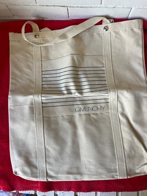Vintage Canvas Givenchy Paris Medium Beige & Blue Shopping Beach Boat  Tote Bag - Image 1 of 4