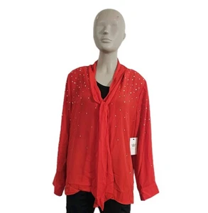 Chaus New York Large Womens Top Blouse Red  Size L - Bild 1 von 11