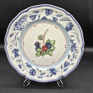 Villeroy & Boch Cottage 8 1/8" Accent Salad Plate Blue Stencil Berries SOME WEAR - Picture 1 of 6